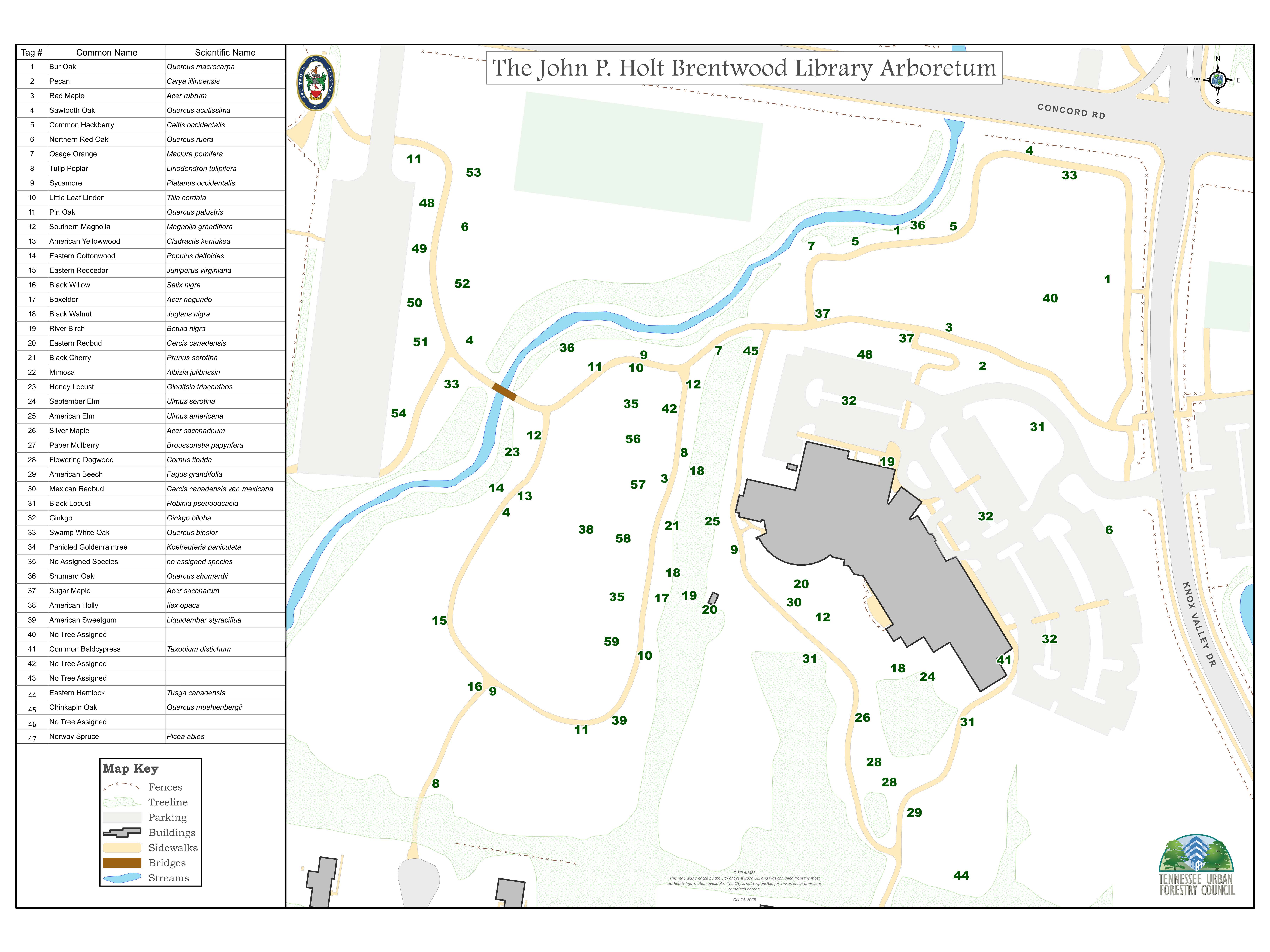 Library Arboretum Map