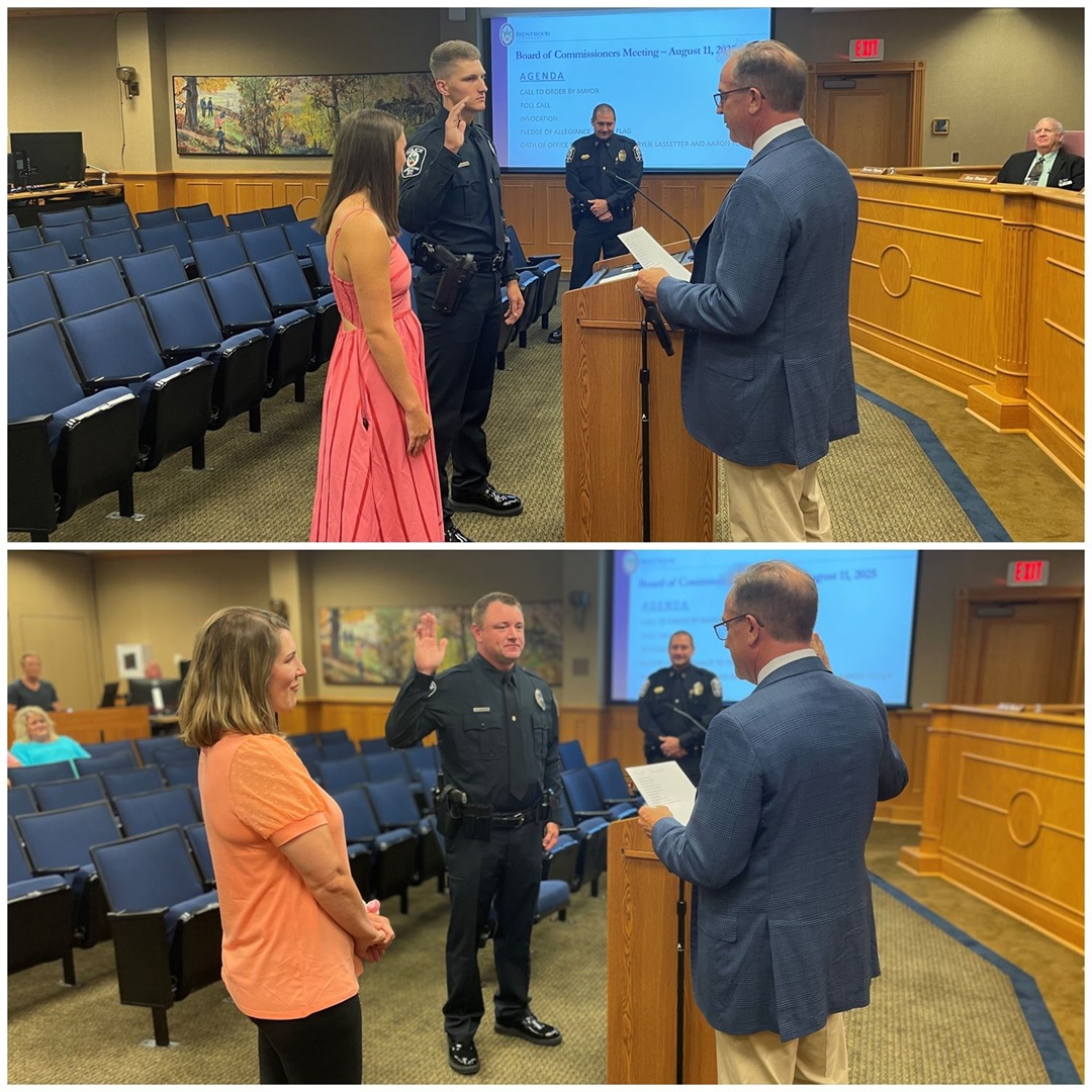Brentwood Police Department Welcomes Two New Officers - City of Brentwood